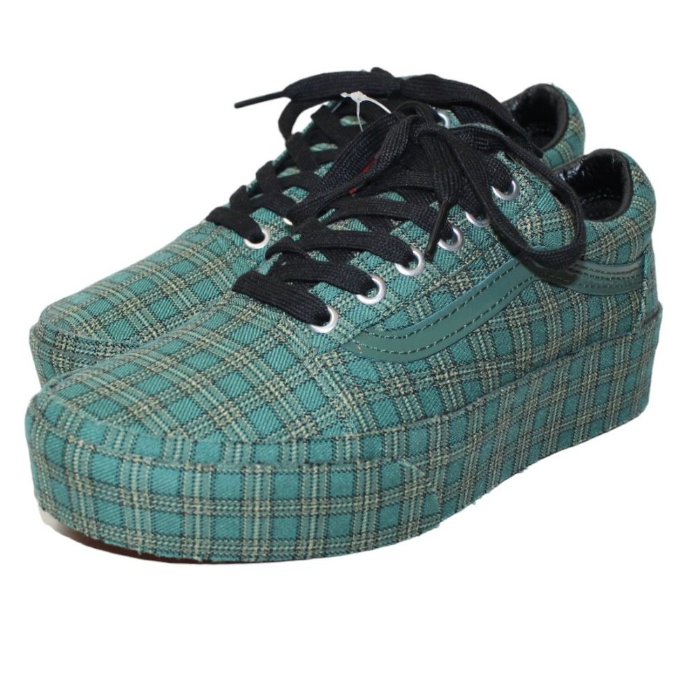 VANS Classic Green Plaid 1.5" Platform Sneaker Men's 5 NEW! (Women's 6.5)
